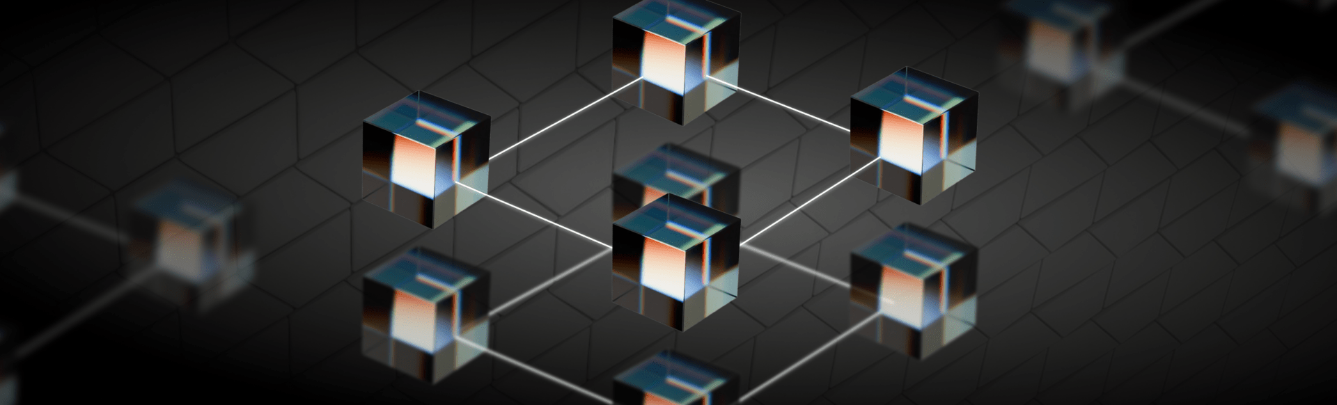 Several cubes representing blockchain technology.