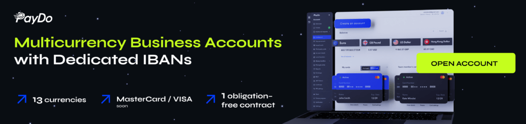 PayDo banner for multicurrency business accounts.